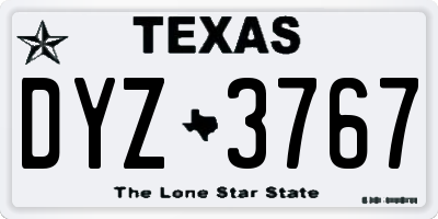 TX license plate DYZ3767