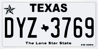 TX license plate DYZ3769