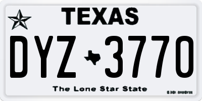 TX license plate DYZ3770
