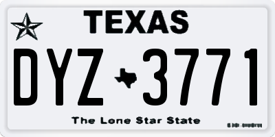 TX license plate DYZ3771