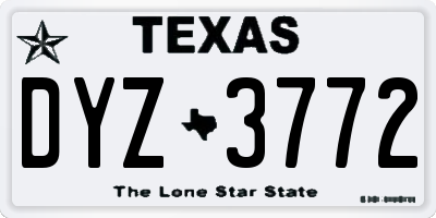 TX license plate DYZ3772