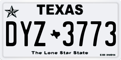 TX license plate DYZ3773