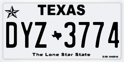 TX license plate DYZ3774