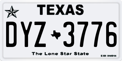 TX license plate DYZ3776