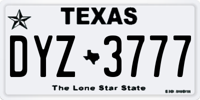 TX license plate DYZ3777
