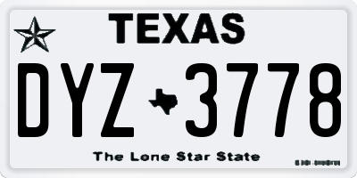 TX license plate DYZ3778
