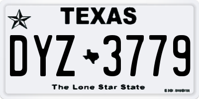 TX license plate DYZ3779