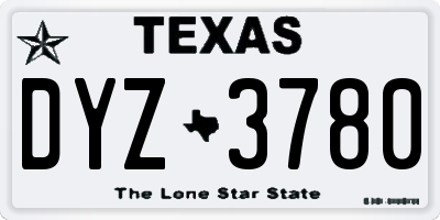 TX license plate DYZ3780