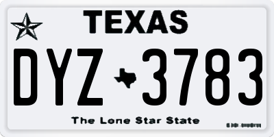 TX license plate DYZ3783