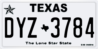 TX license plate DYZ3784