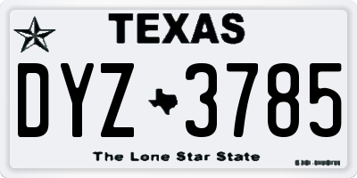 TX license plate DYZ3785