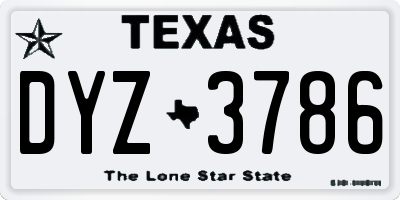 TX license plate DYZ3786