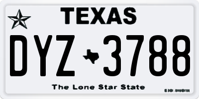 TX license plate DYZ3788