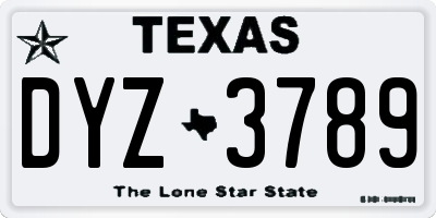 TX license plate DYZ3789