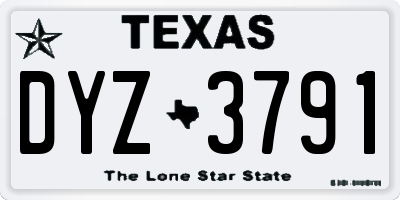 TX license plate DYZ3791