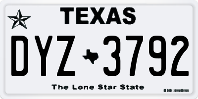 TX license plate DYZ3792