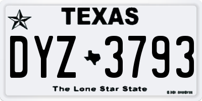 TX license plate DYZ3793
