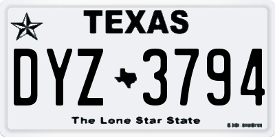 TX license plate DYZ3794