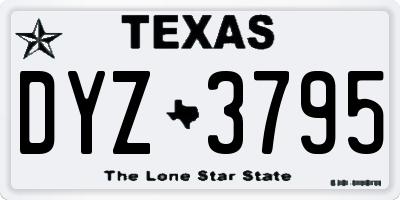 TX license plate DYZ3795