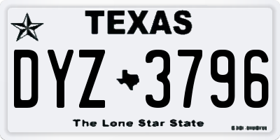 TX license plate DYZ3796