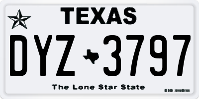 TX license plate DYZ3797