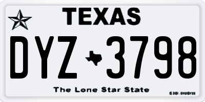 TX license plate DYZ3798