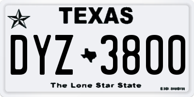 TX license plate DYZ3800