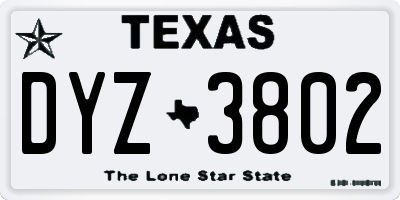 TX license plate DYZ3802