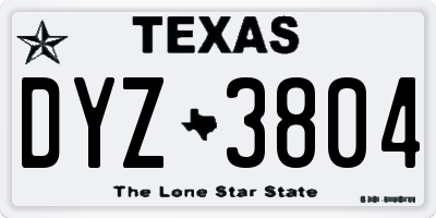 TX license plate DYZ3804