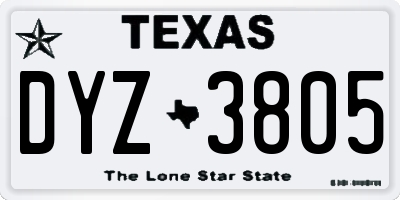 TX license plate DYZ3805