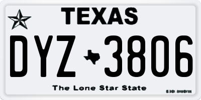 TX license plate DYZ3806