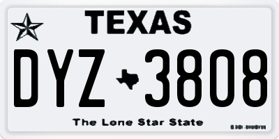 TX license plate DYZ3808