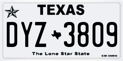 TX license plate DYZ3809