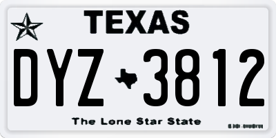 TX license plate DYZ3812