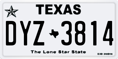 TX license plate DYZ3814