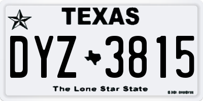 TX license plate DYZ3815
