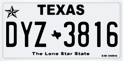 TX license plate DYZ3816