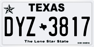 TX license plate DYZ3817