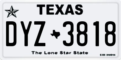 TX license plate DYZ3818