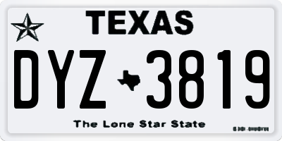 TX license plate DYZ3819