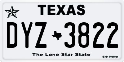 TX license plate DYZ3822