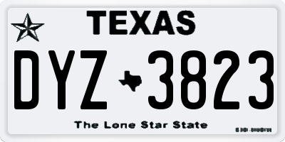 TX license plate DYZ3823