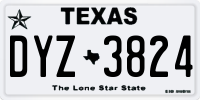TX license plate DYZ3824