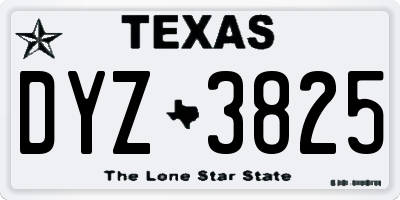 TX license plate DYZ3825