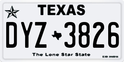 TX license plate DYZ3826