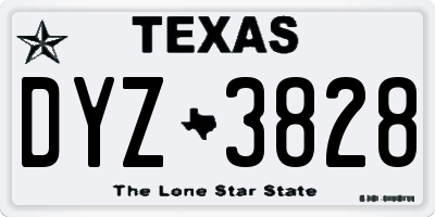 TX license plate DYZ3828