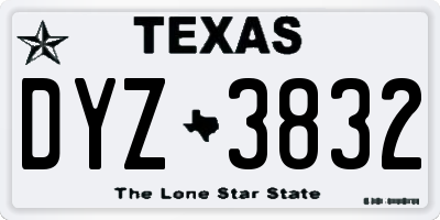 TX license plate DYZ3832