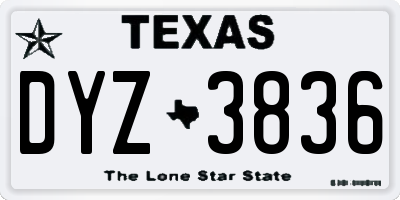 TX license plate DYZ3836