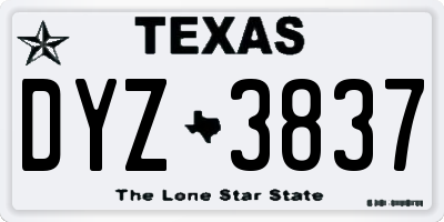 TX license plate DYZ3837