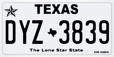 TX license plate DYZ3839